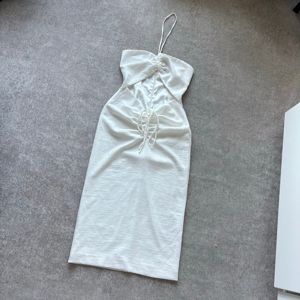 NBD White Cut-Out Halter Midi Dress